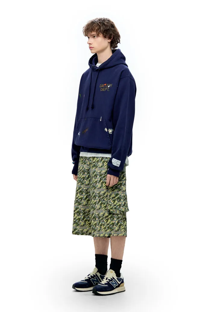 GALLERY DEPT. PAINT LOGO HOODIE/Vintage Navy Purple English graffiti distressed hoodie Purple S-XL Front panel GD ENGLISH logo Enlarged back logo Ready-to-wear belt printed with wash and distressed Made with faded distressed texture There is "Art on Display" pattern patch on the cuffs All painted by old craftsmen with splashes of ink Original mold opening Fabric custom woven and dyed Perfect reproduction of the correct version